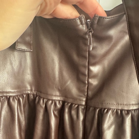 Arula Brown Leather look Empire waist dress - Picture 5 of 7